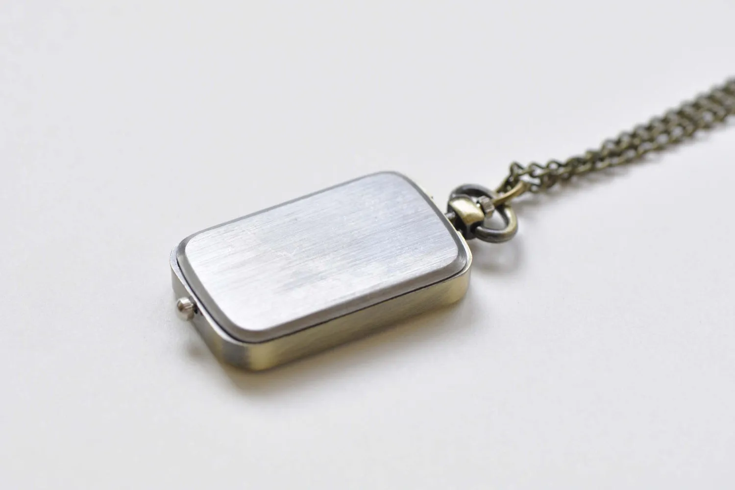 1 PC Time Zone Rectangle Pocket Watch Necklace CHAIN INCLUDED A8509