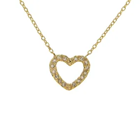 14K Gold Heart Necklace With Diamonds
