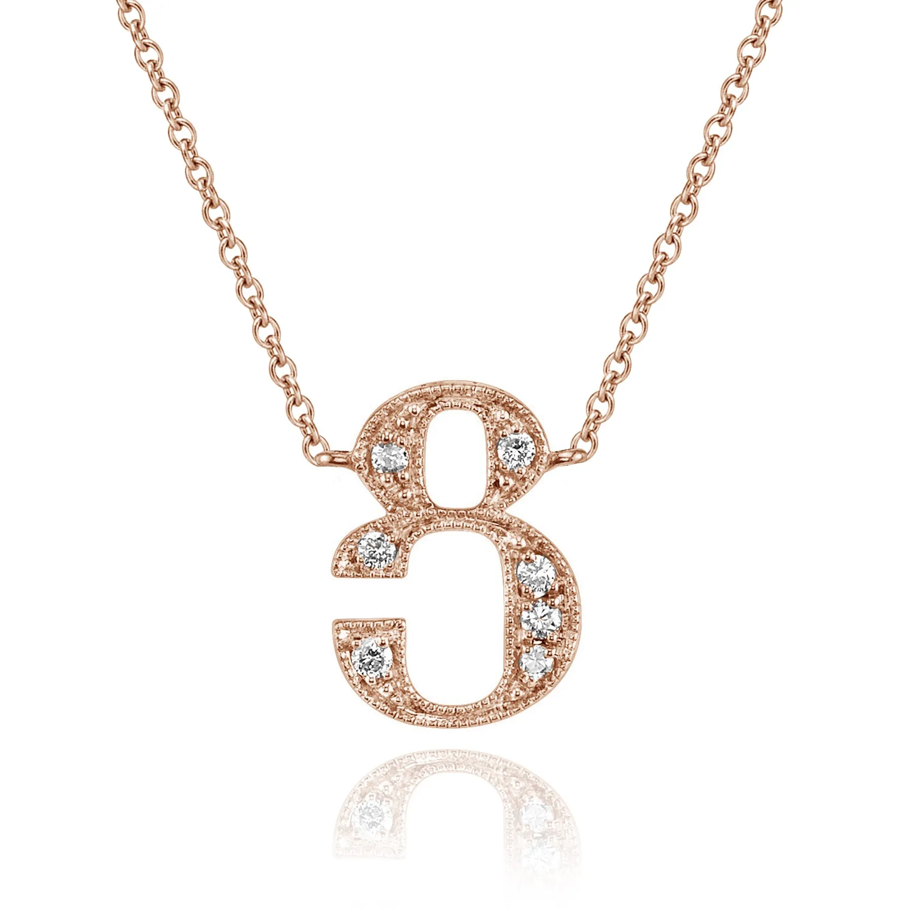 14K Rose Gold Armenian Initial Diamond Necklace