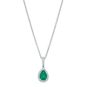 18ct White Gold Emerald & Diamond Mini Sierra Pendant