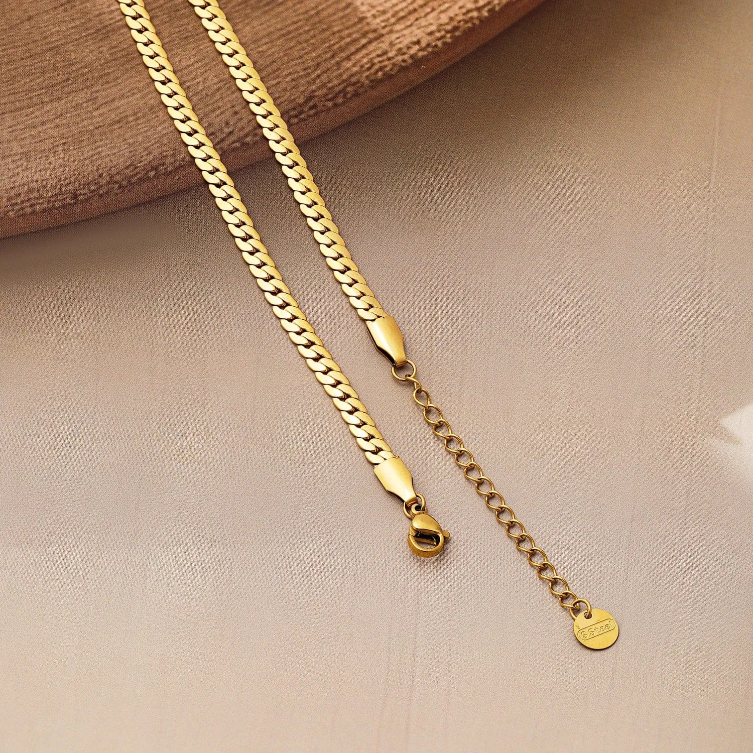 18K Gold Plated Stainless Steel Tarnish-Free Waterproof  Emerald CZ Studded Necklace
