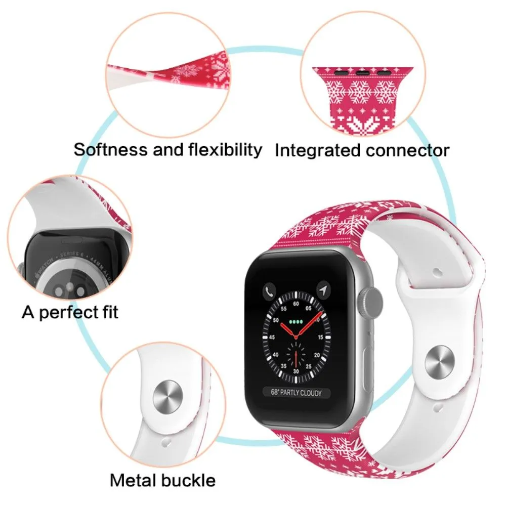 Apple Watch (41mm) christmas pattern silicone watch strap - Snowflake / Plaid / Size: L