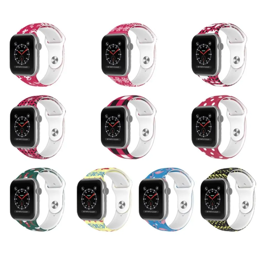 Apple Watch (41mm) christmas pattern silicone watch strap - Snowflake / Plaid / Size: L