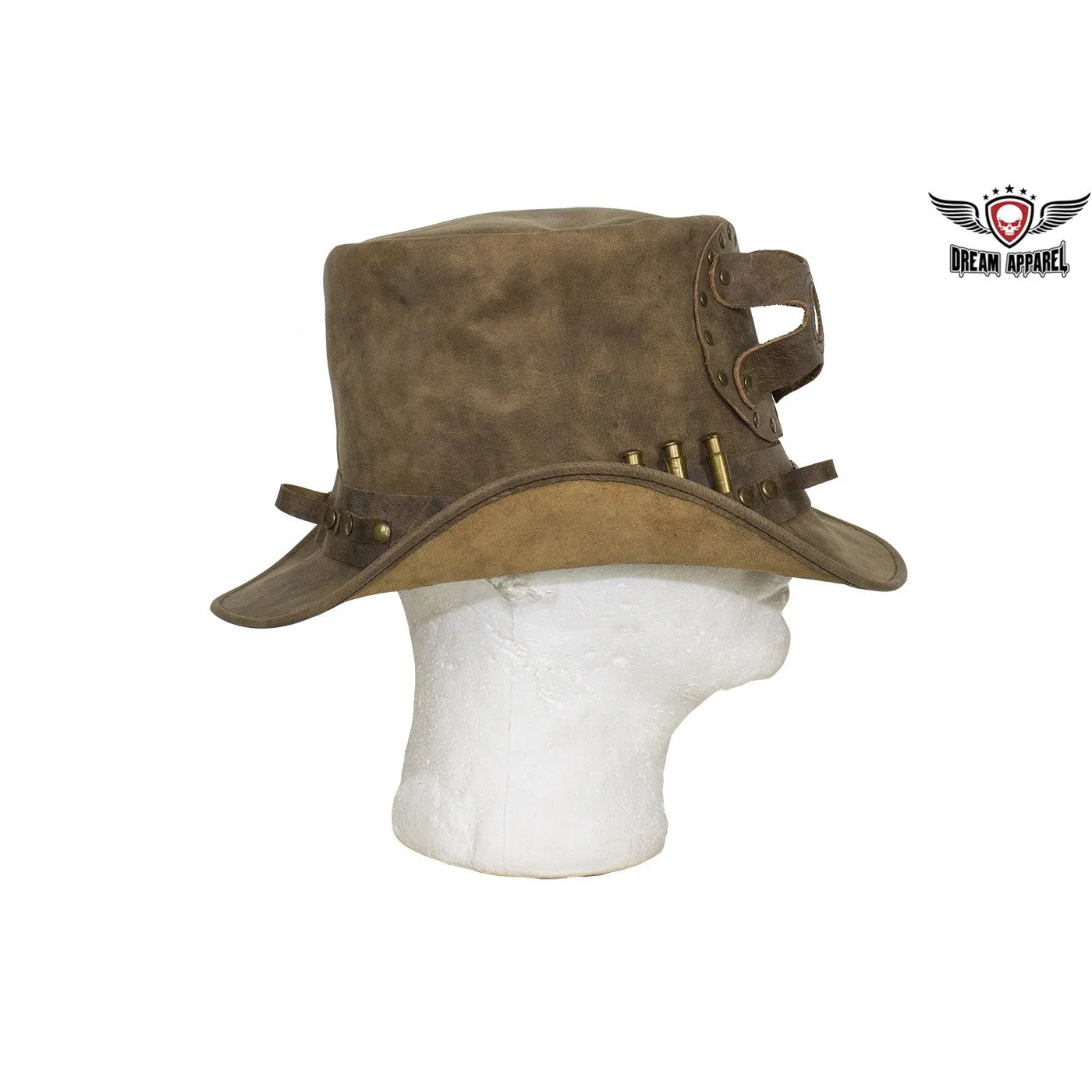 Brown Leather Deadman Top Hat