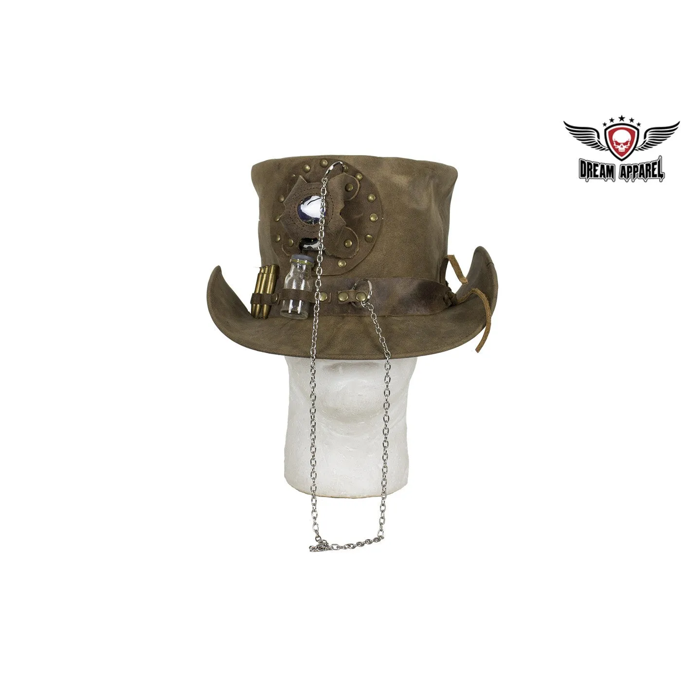 Brown Leather Deadman Top Hat
