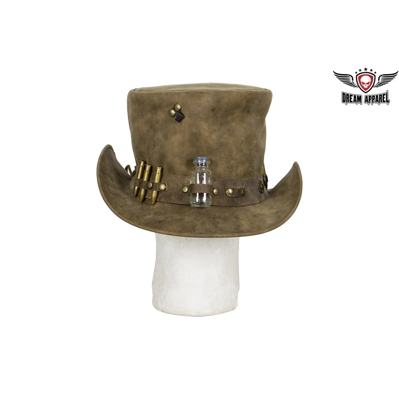 Brown Leather Deadman Top Hat
