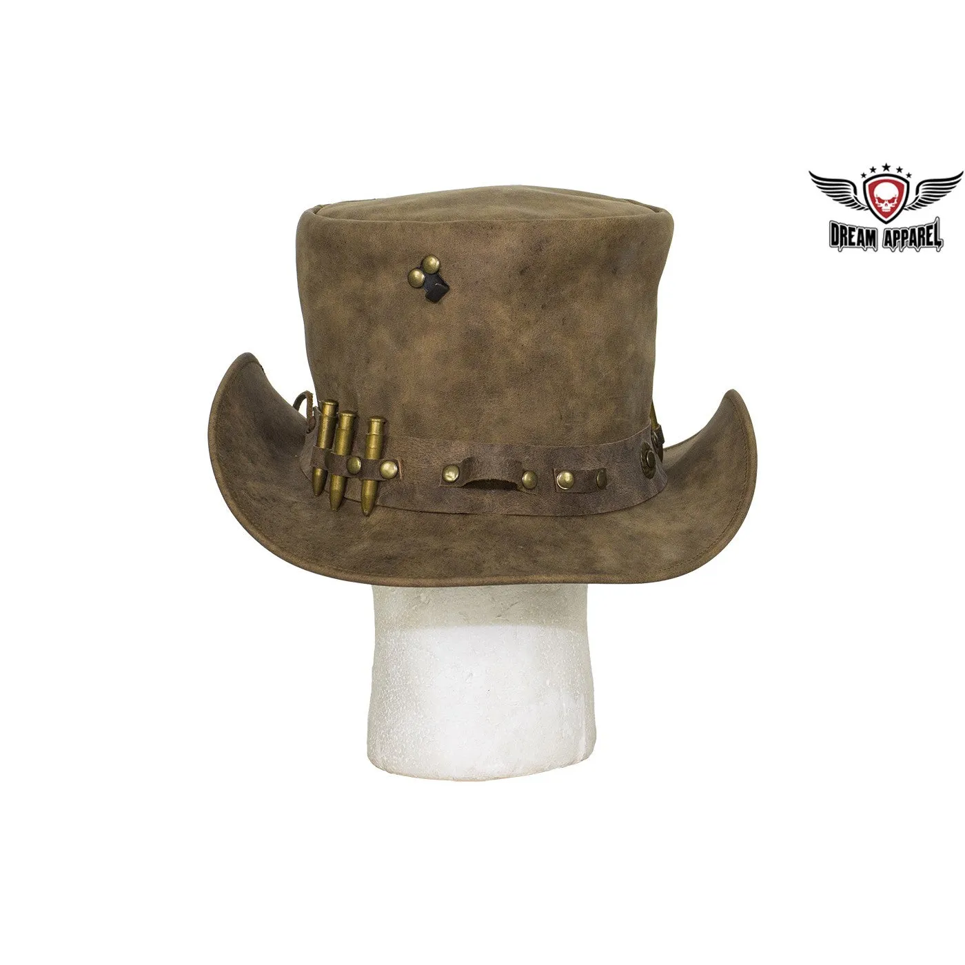 Brown Leather Deadman Top Hat