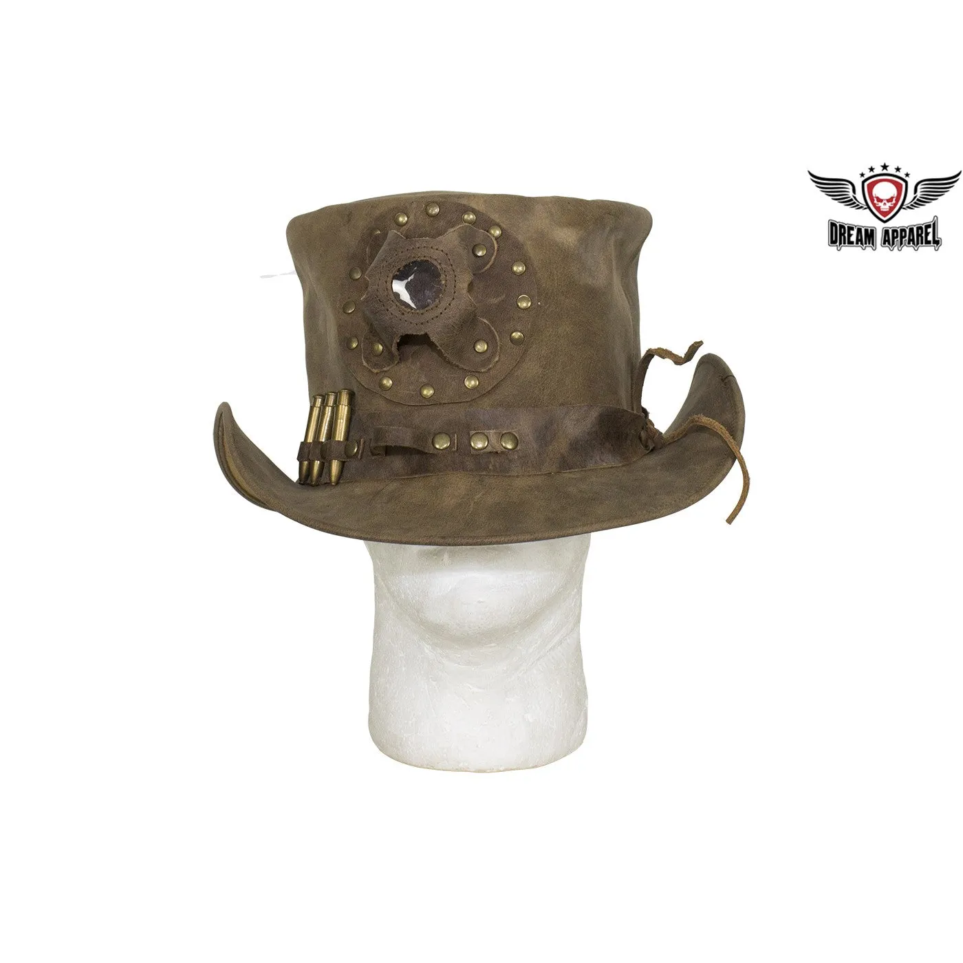 Brown Leather Deadman Top Hat