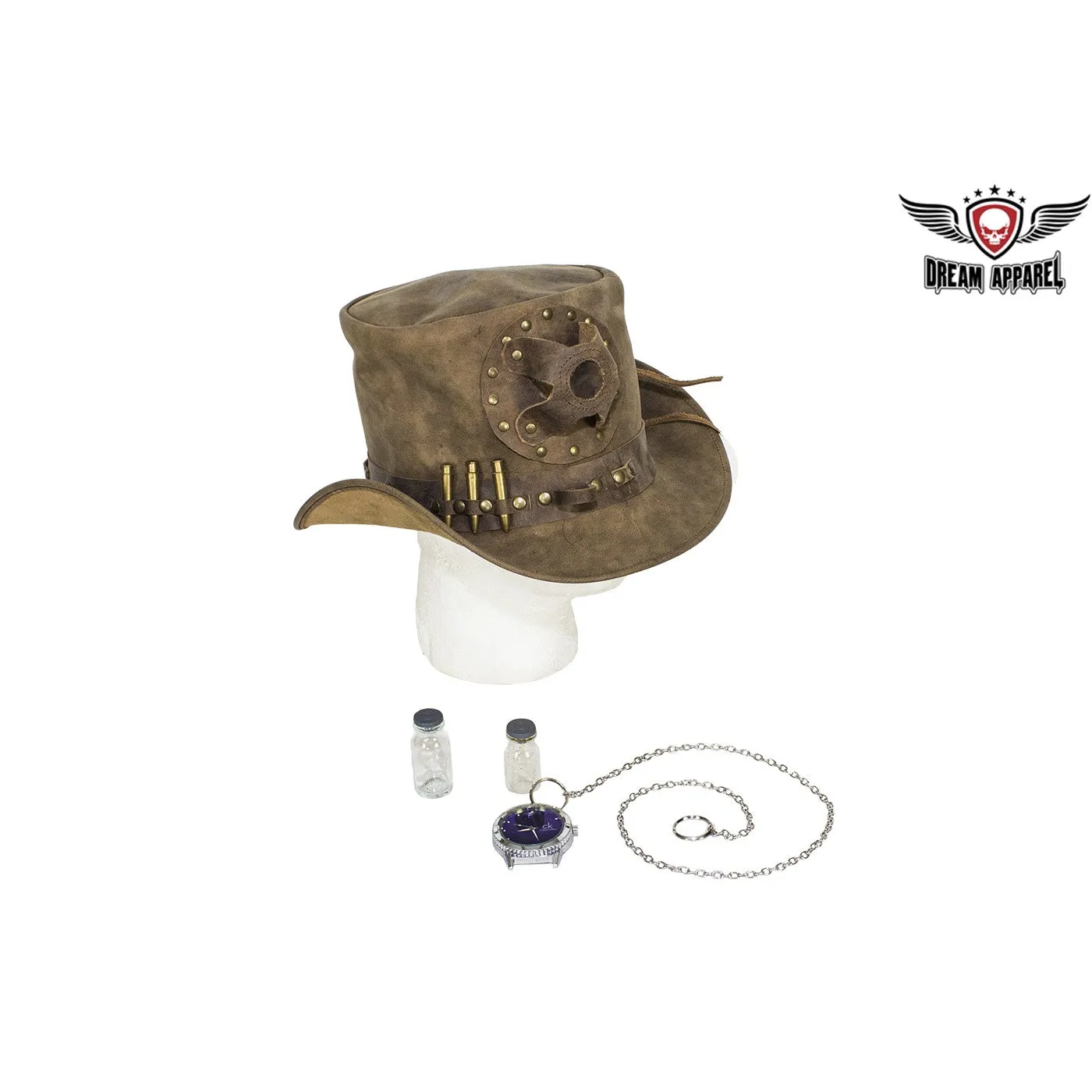 Brown Leather Deadman Top Hat