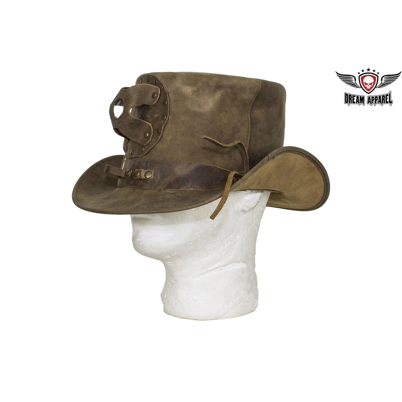 Brown Leather Deadman Top Hat