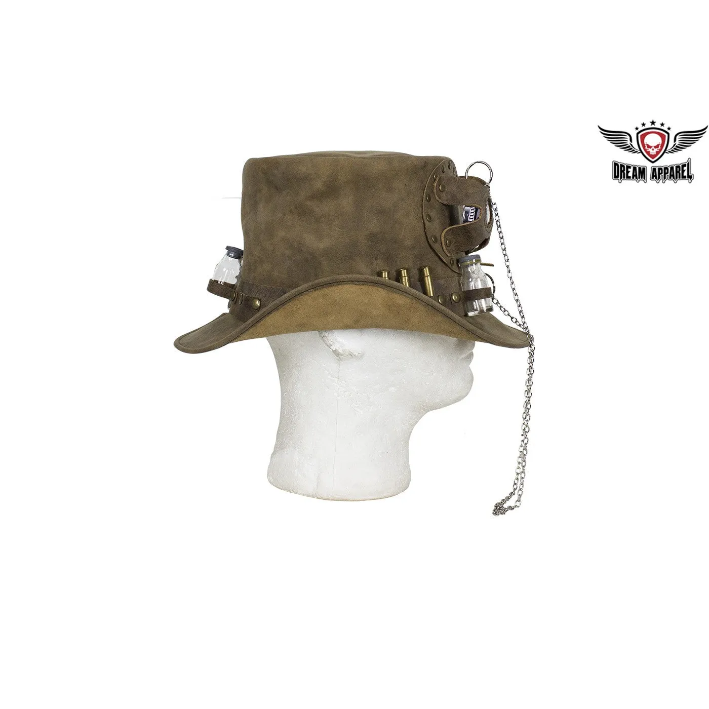 Brown Leather Deadman Top Hat