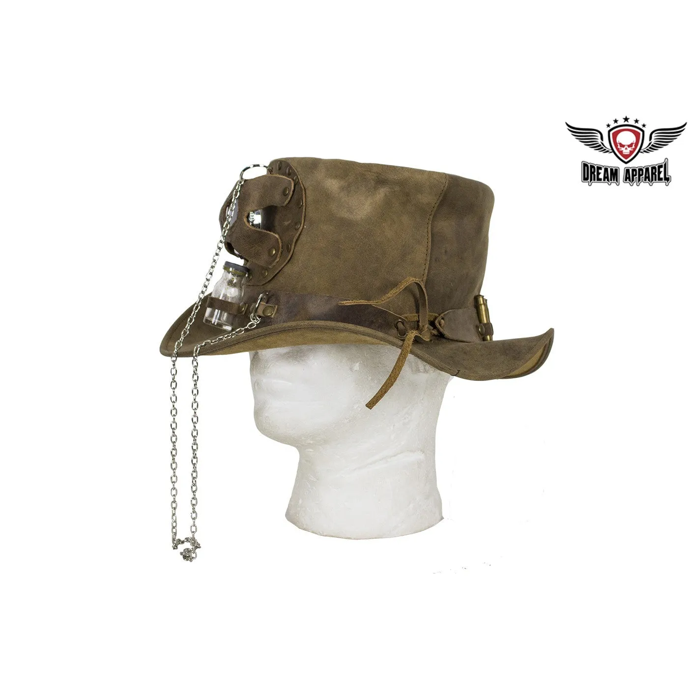 Brown Leather Deadman Top Hat