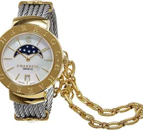 Charriol Sttropez Moonphase Mother Of Pearl Dial Swiss Plated Yellow Gold Watch St35Cy560002