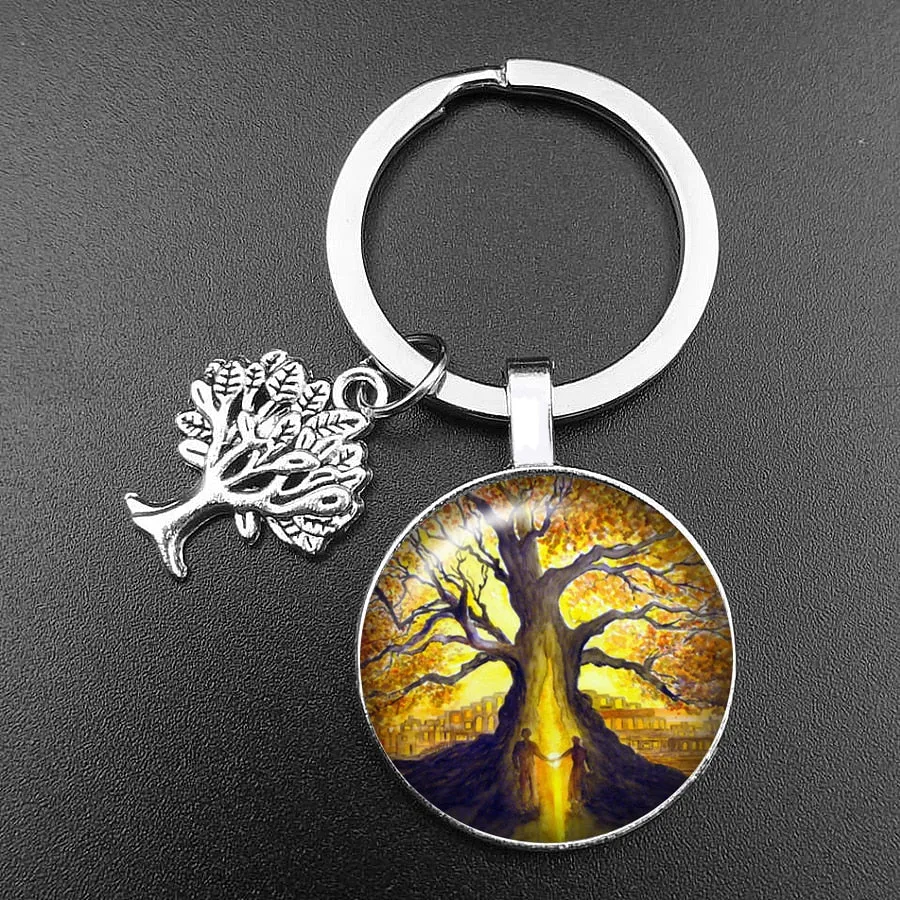 Crystal Glass Tree of Life Pendant Keychain