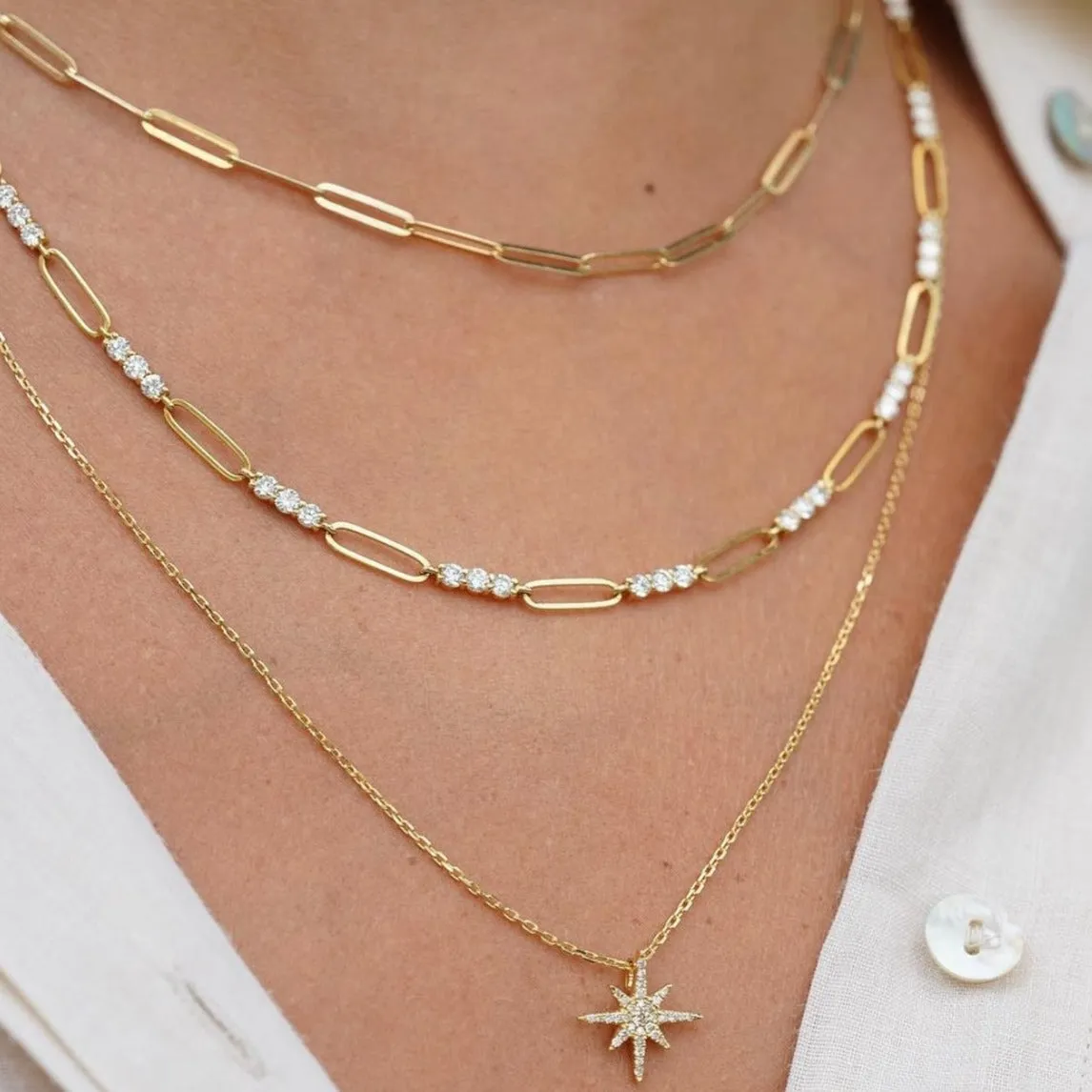 Diamond Paperclip Necklace