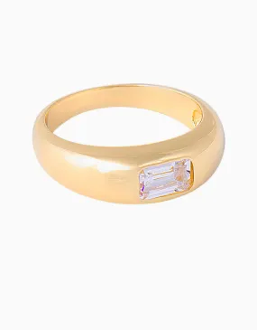 Emerald Cut Crystal Ring Gold
