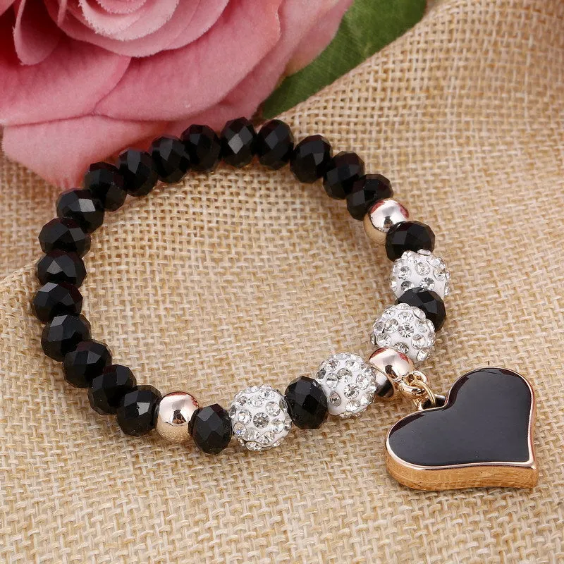 Fashion Sweet Love Pendant Crystal Bracelet Women