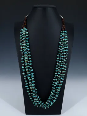 Five Strand Native American Santo Domingo Turquoise Necklace