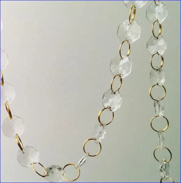 GLASS Crystal Garland 1 metre , Centerpiece Decoration Wedding Reception decor REAL crystal beads, gold or clear, by Crystal wedding uk