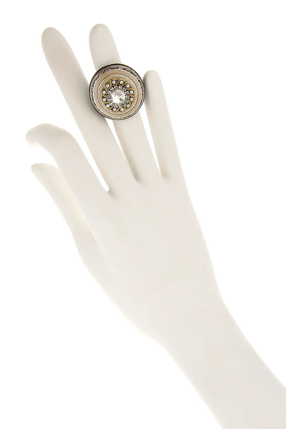 GLASS Pearl Crystal Cocktail Ring