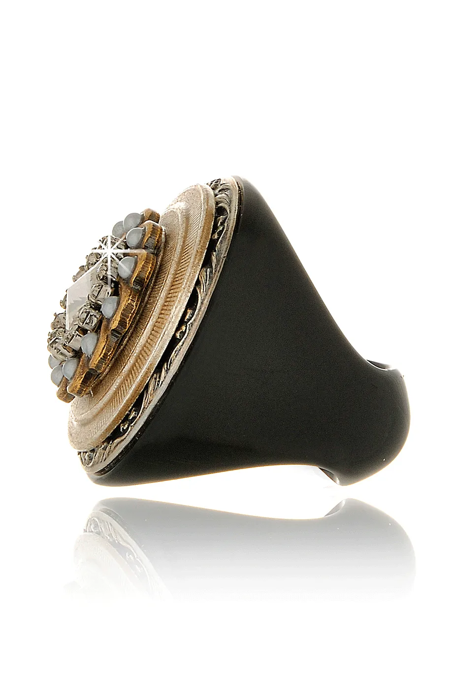 GLASS Pearl Crystal Cocktail Ring
