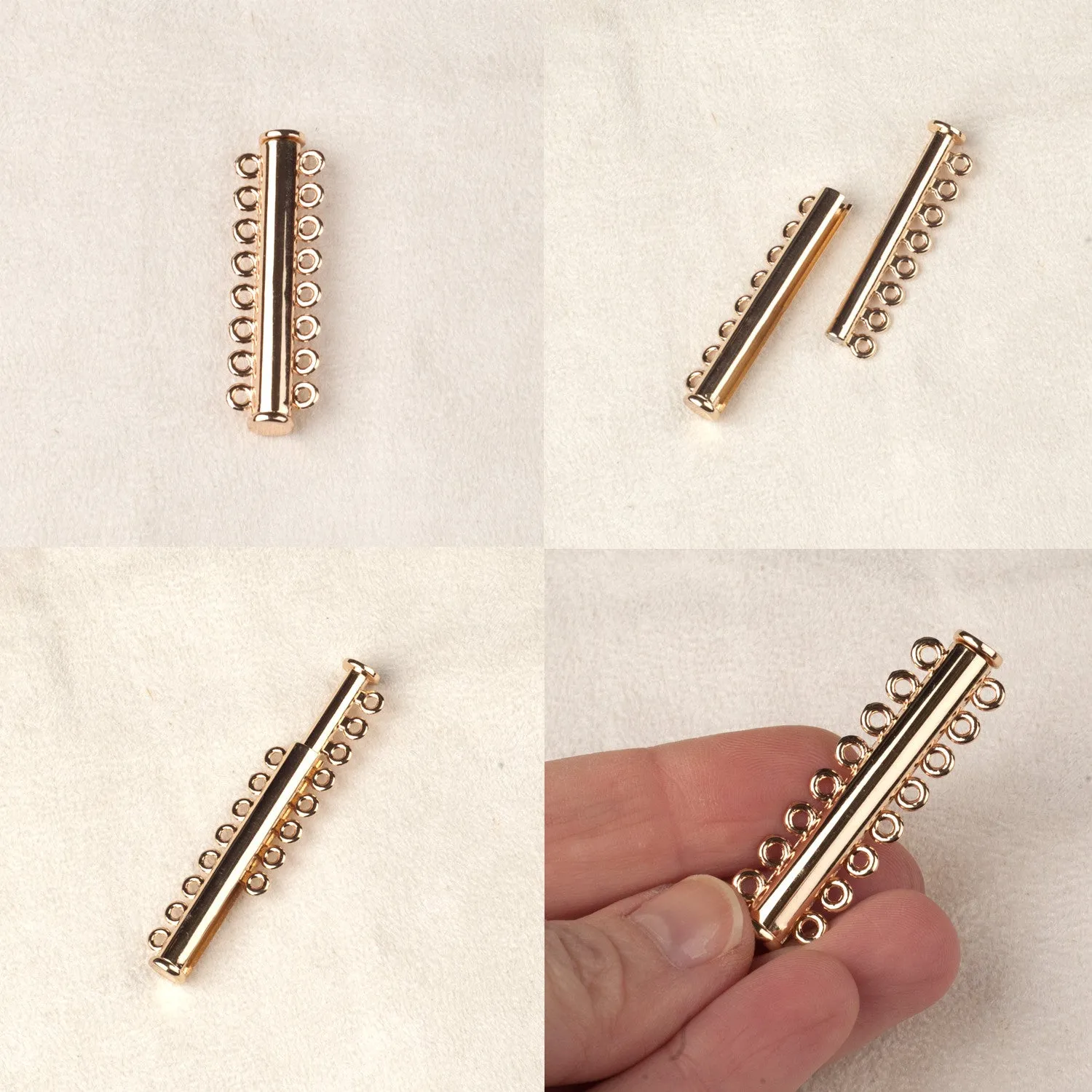 Golden Tube Clasp, Jewelry Supply, One Cuff Bracelet Clasp , DIY jewelry kit , 8 row tube clasp