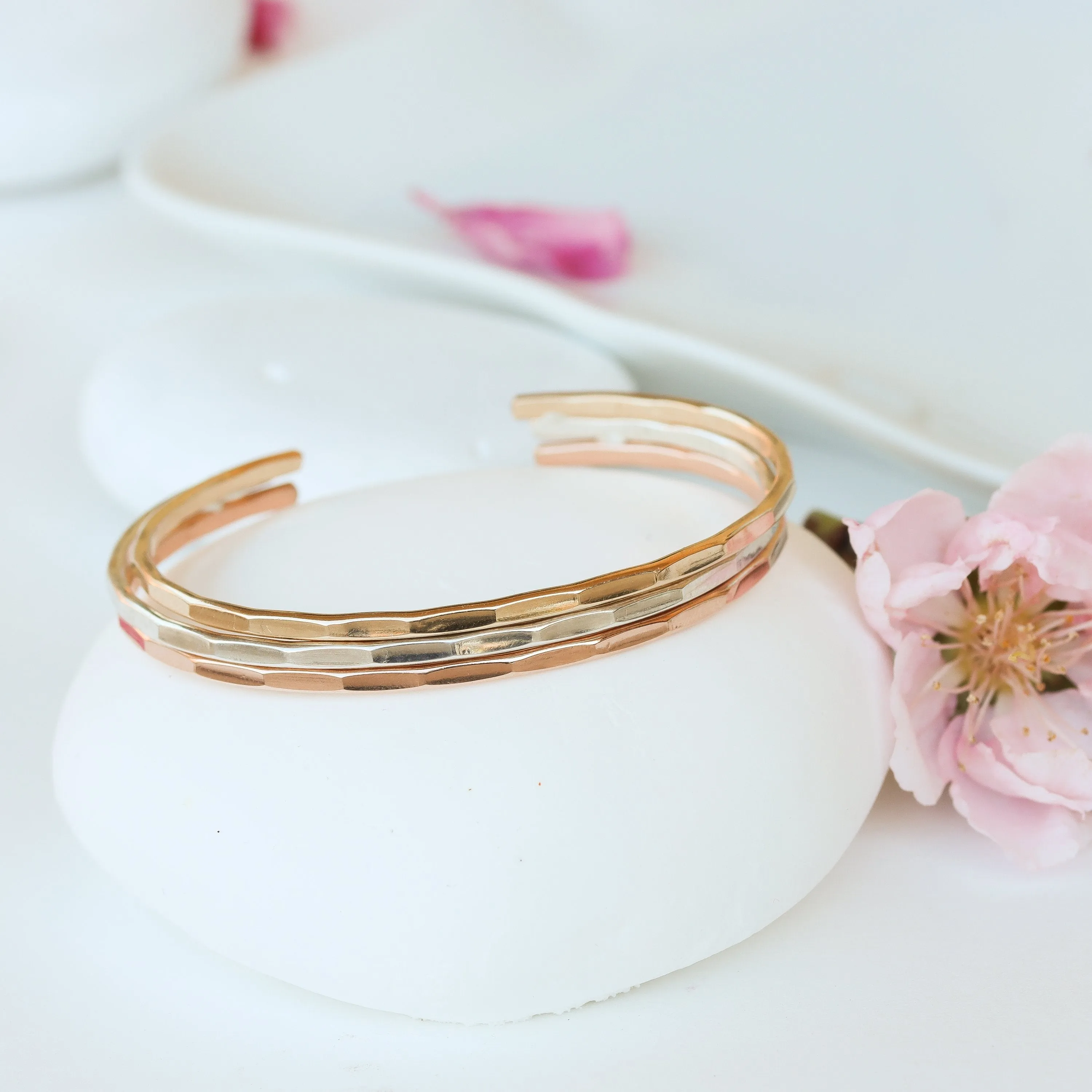 Hammered Gold Signature Cuff Bracelet