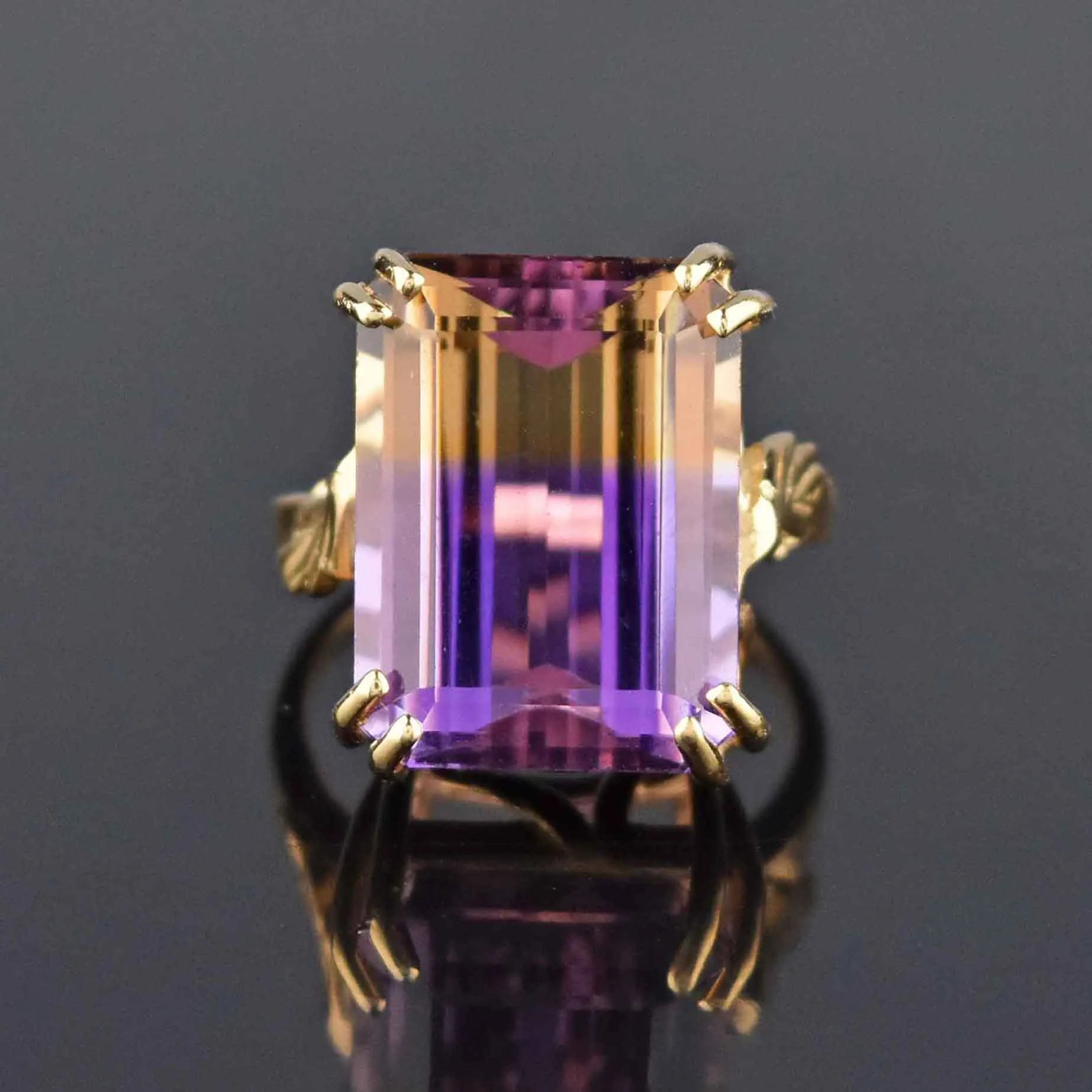 Impressive Vintage 14K Gold Ametrine Cocktail Ring