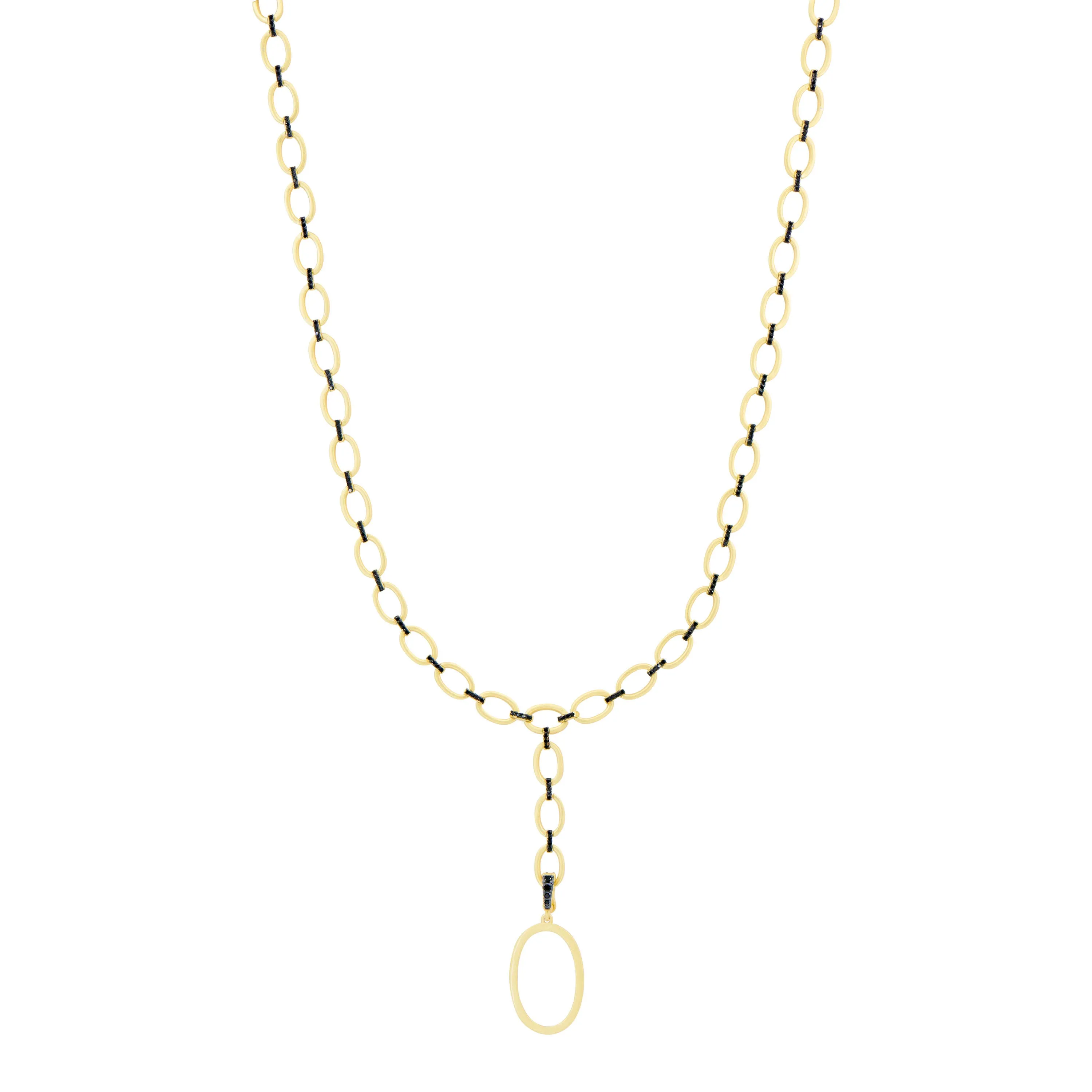Industrial Finish Cobblestone Flat Chain Link Y-Necklace