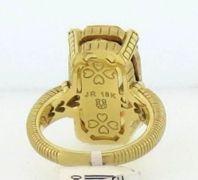 Judith Ripka18K Gold/ Diamond/Canary Quartz Ring