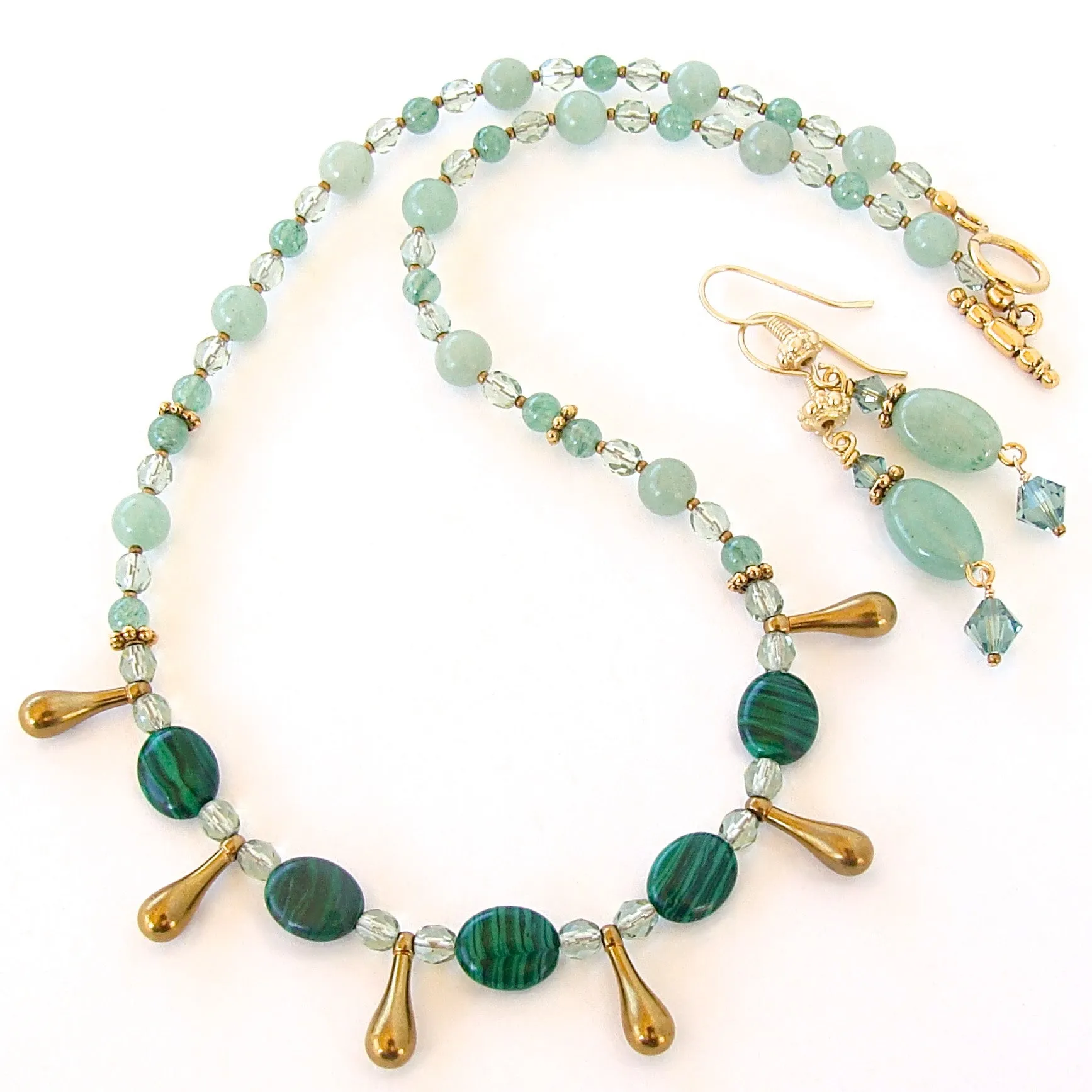 Liv: Green Stone Necklace Set