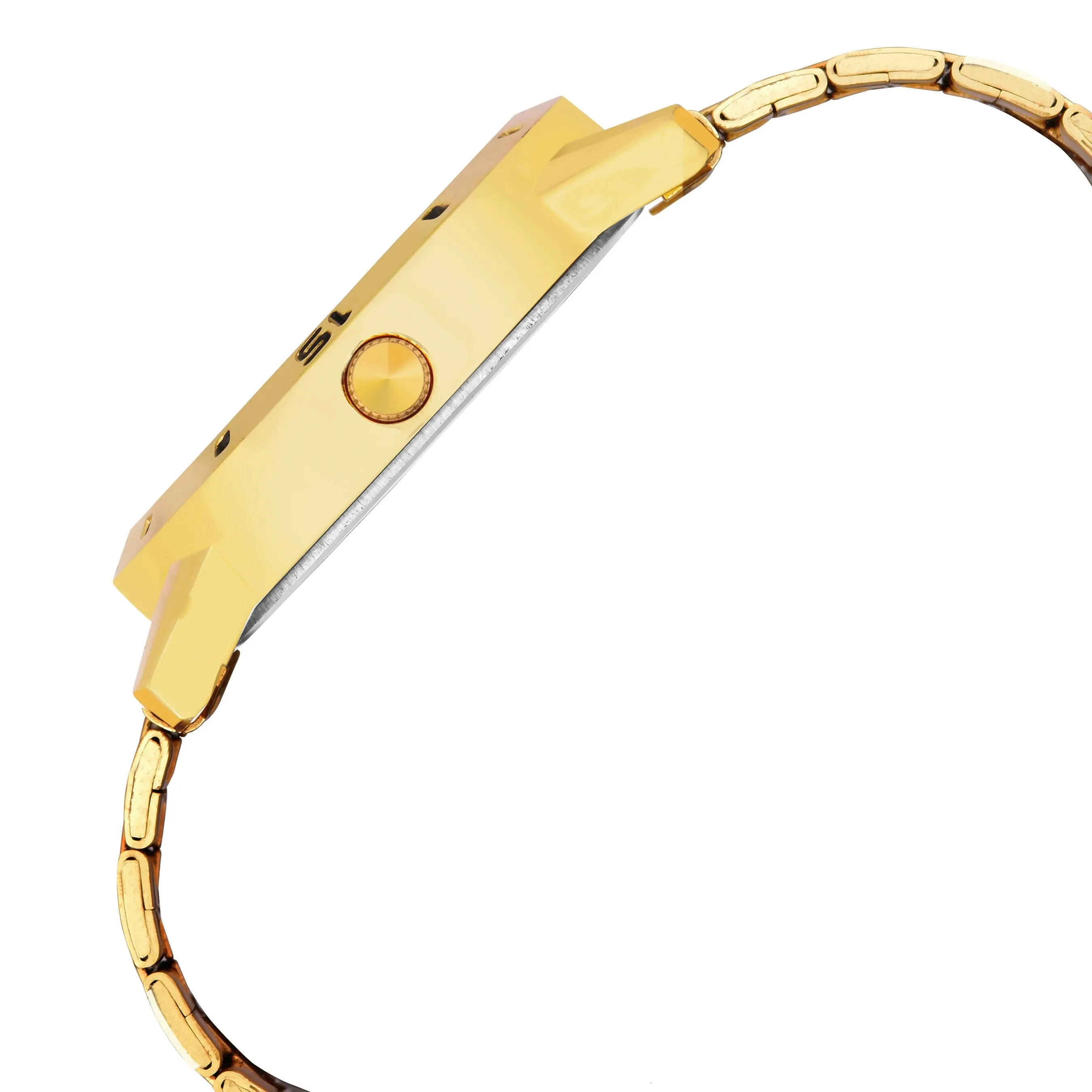 Men Gold Analog Watch Green Dial With Golden Chain Pendant