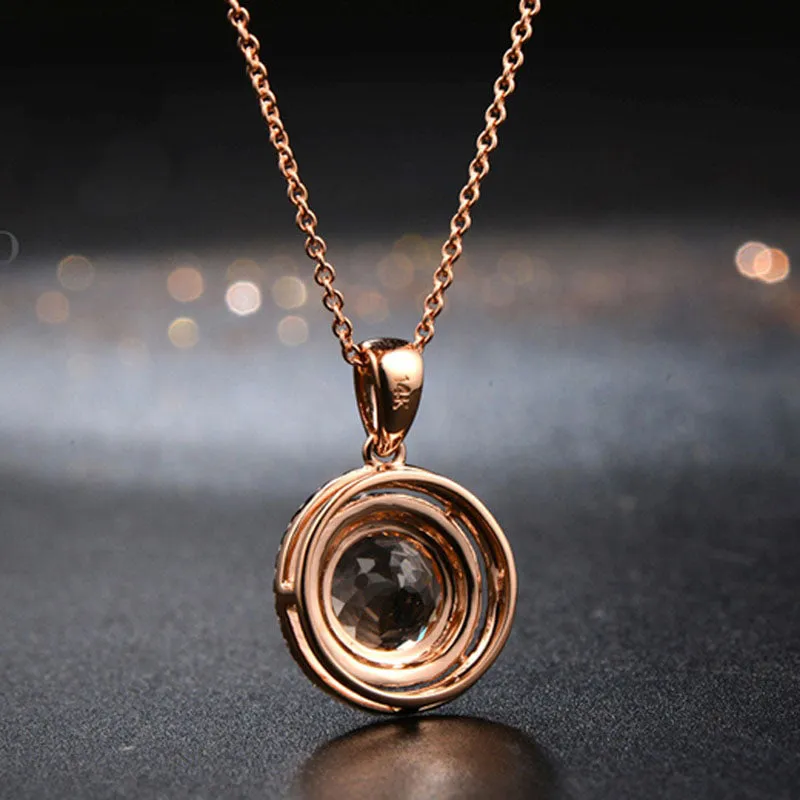 Morganite Diamond Real 14k Rose Gold Necklace