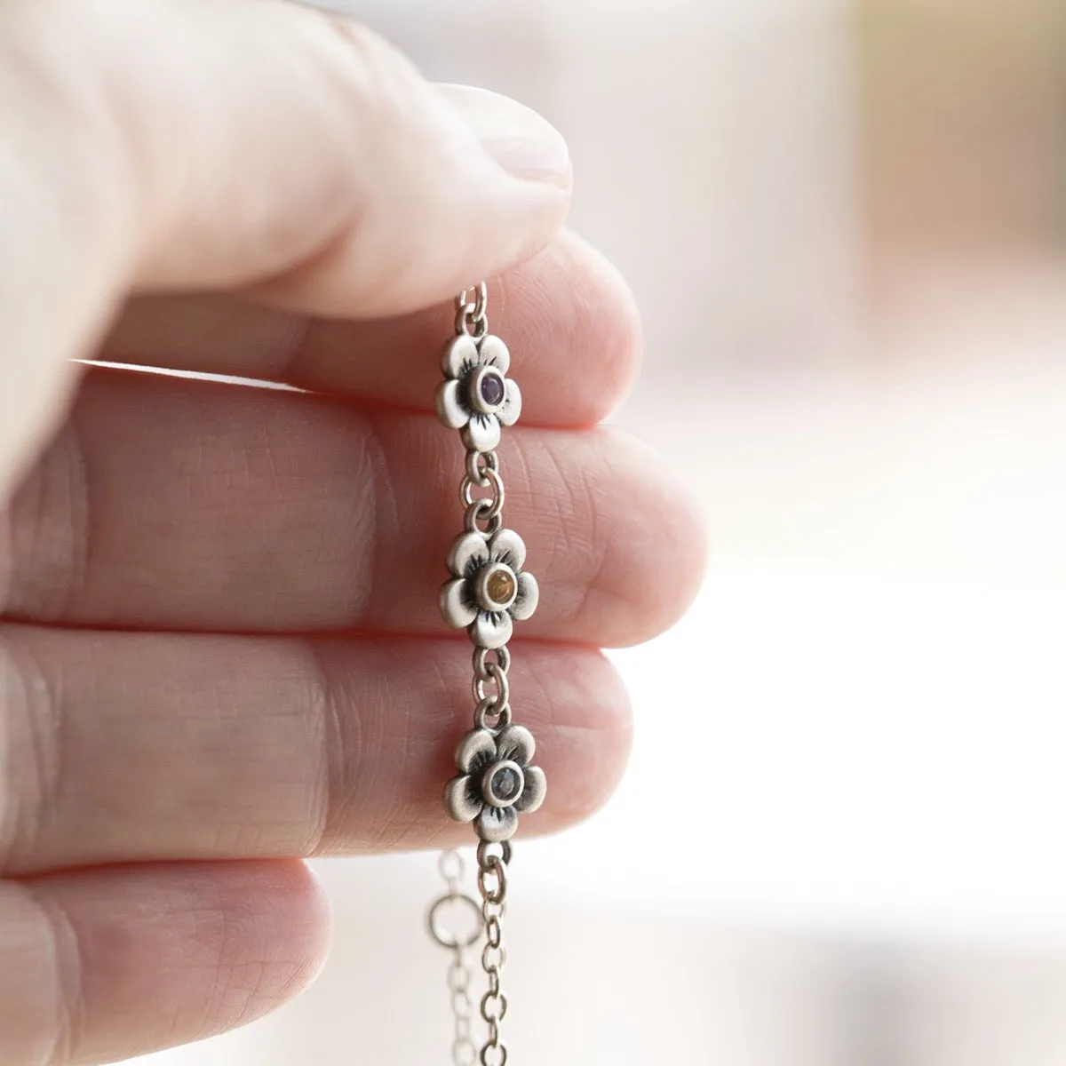 Mother's Birthstone Bloom Bracelet {Sterling Silver}