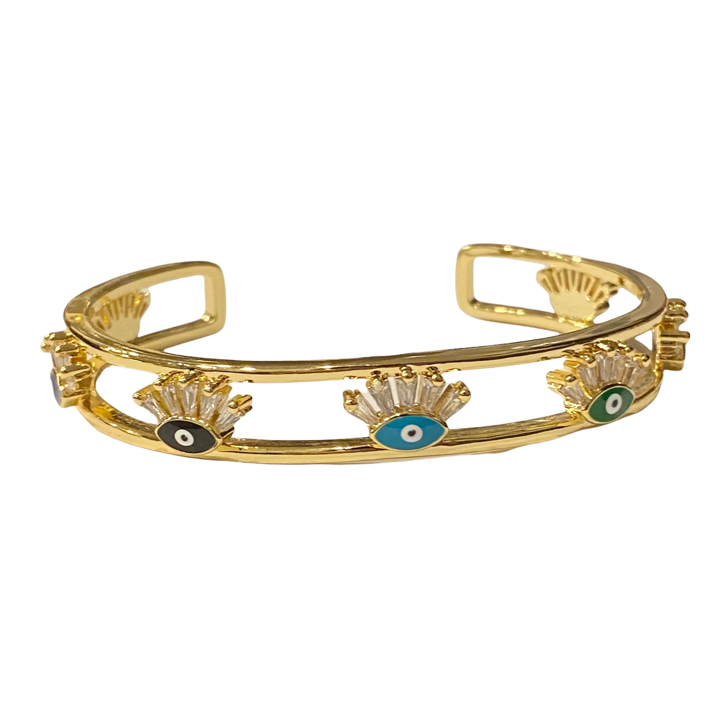 Multi Evil Eye Cuff Bracelet