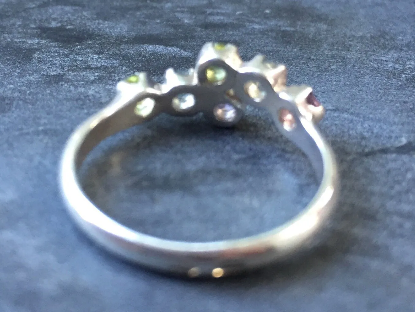 Multistone Ring - Purple Amethyst Ring - Green Peridot Ring