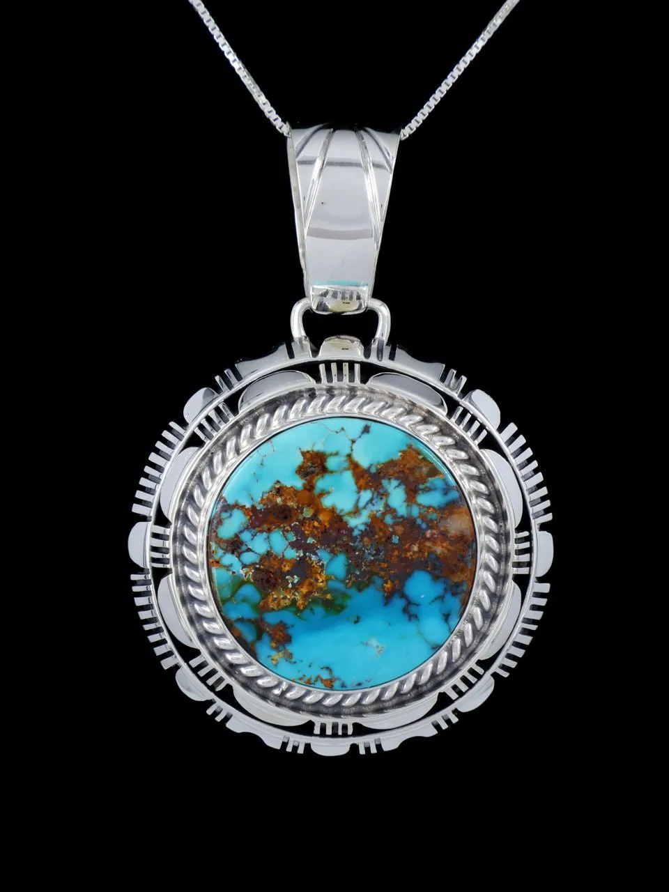 Native American Royston Turquoise Sterling Silver Pendant