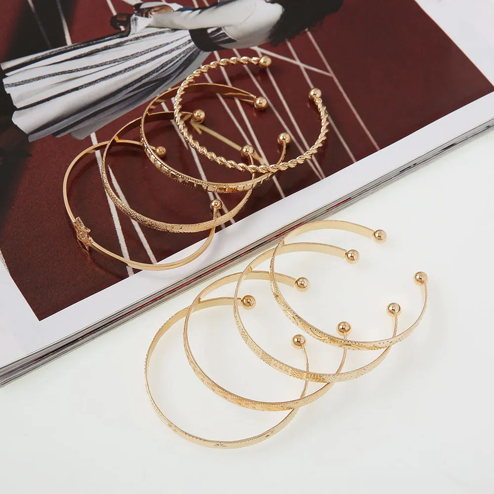 New Twisted Twist Starlight Love Star Pattern Iron Bracelet Set Of 8