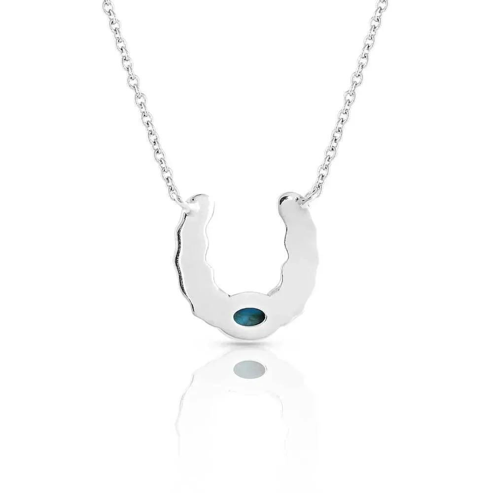 Not Shy Turquoise Horseshoe Necklace.