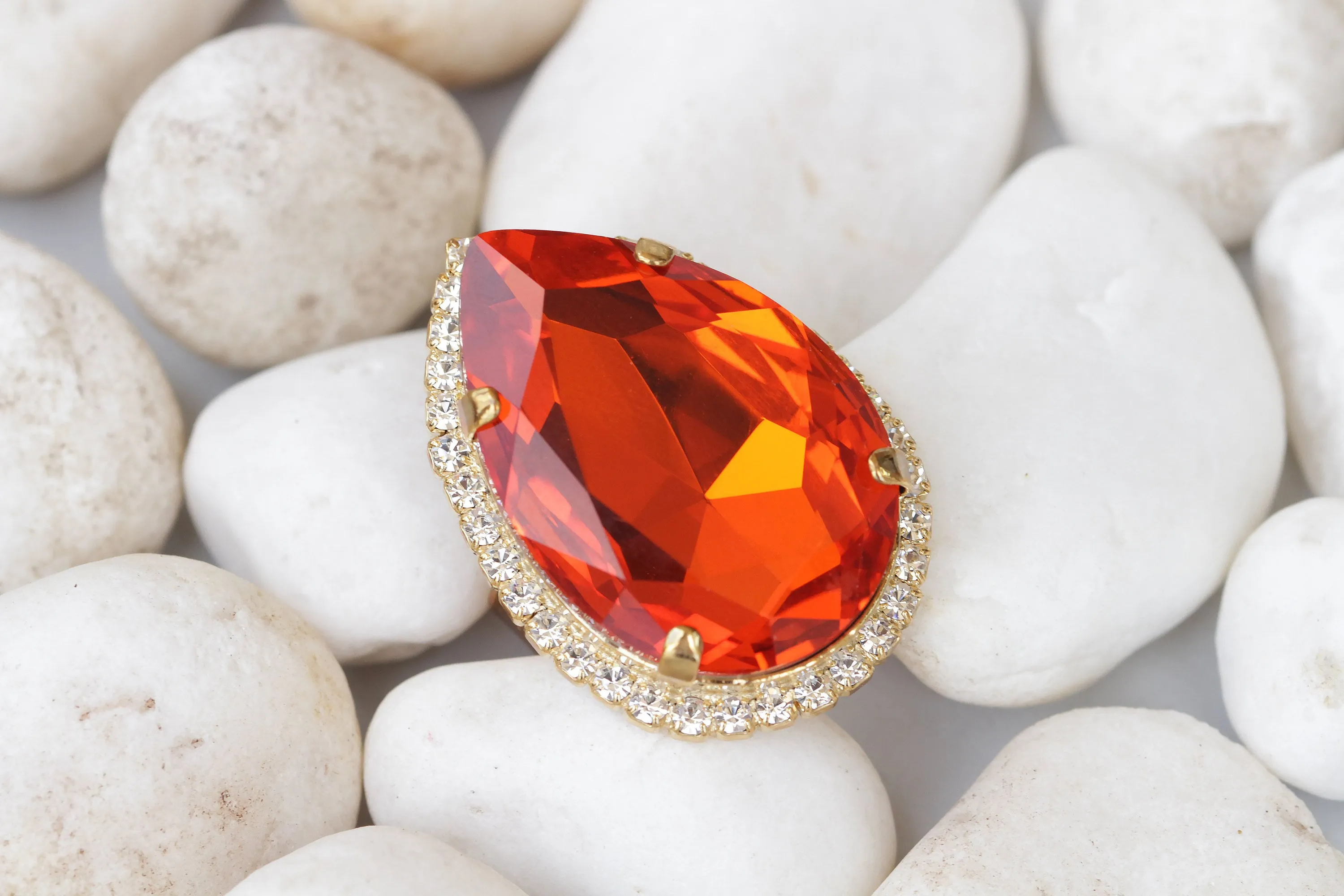ORANGE TEARDROP RING