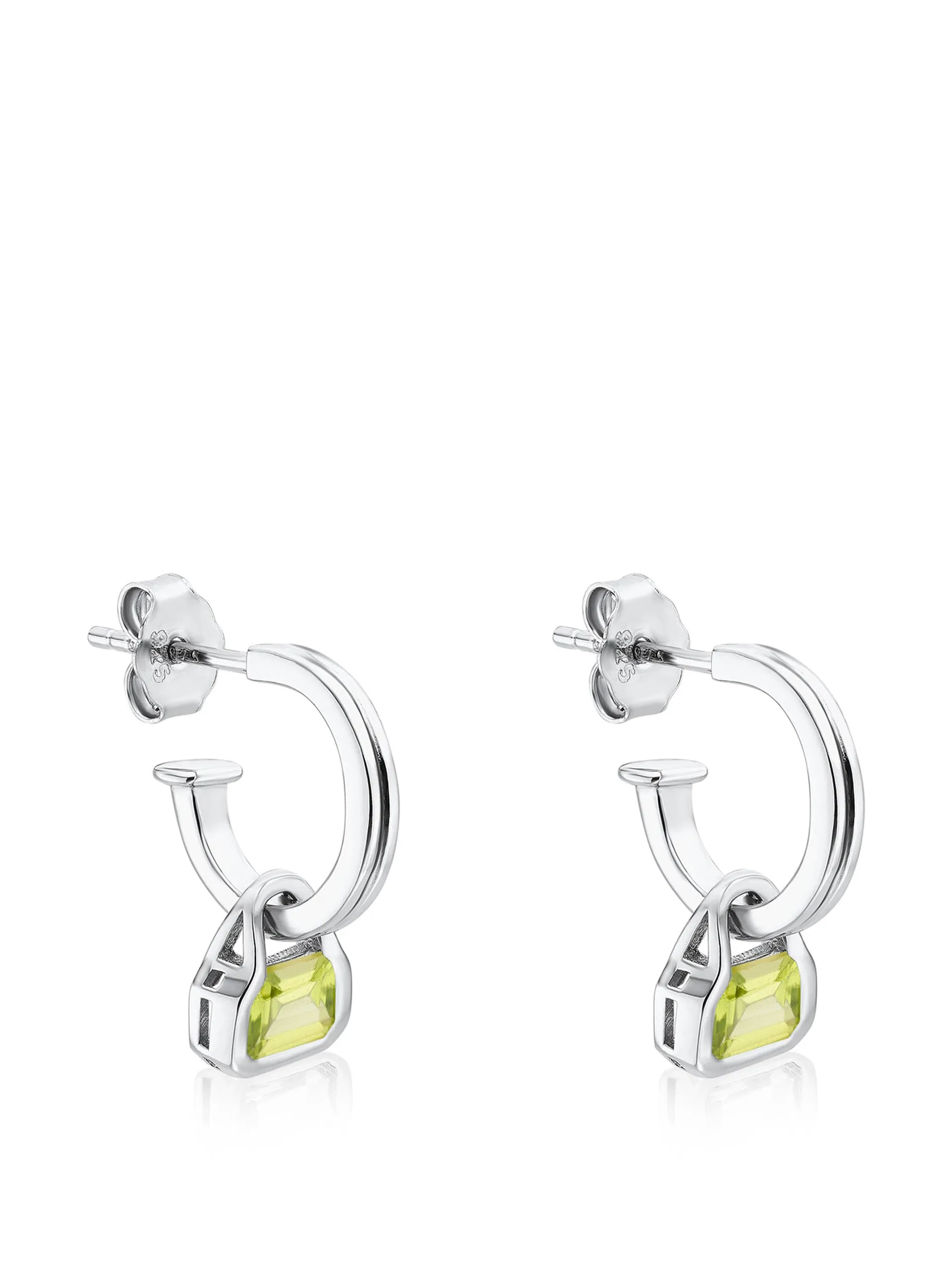 Peridot charms on double row hoops