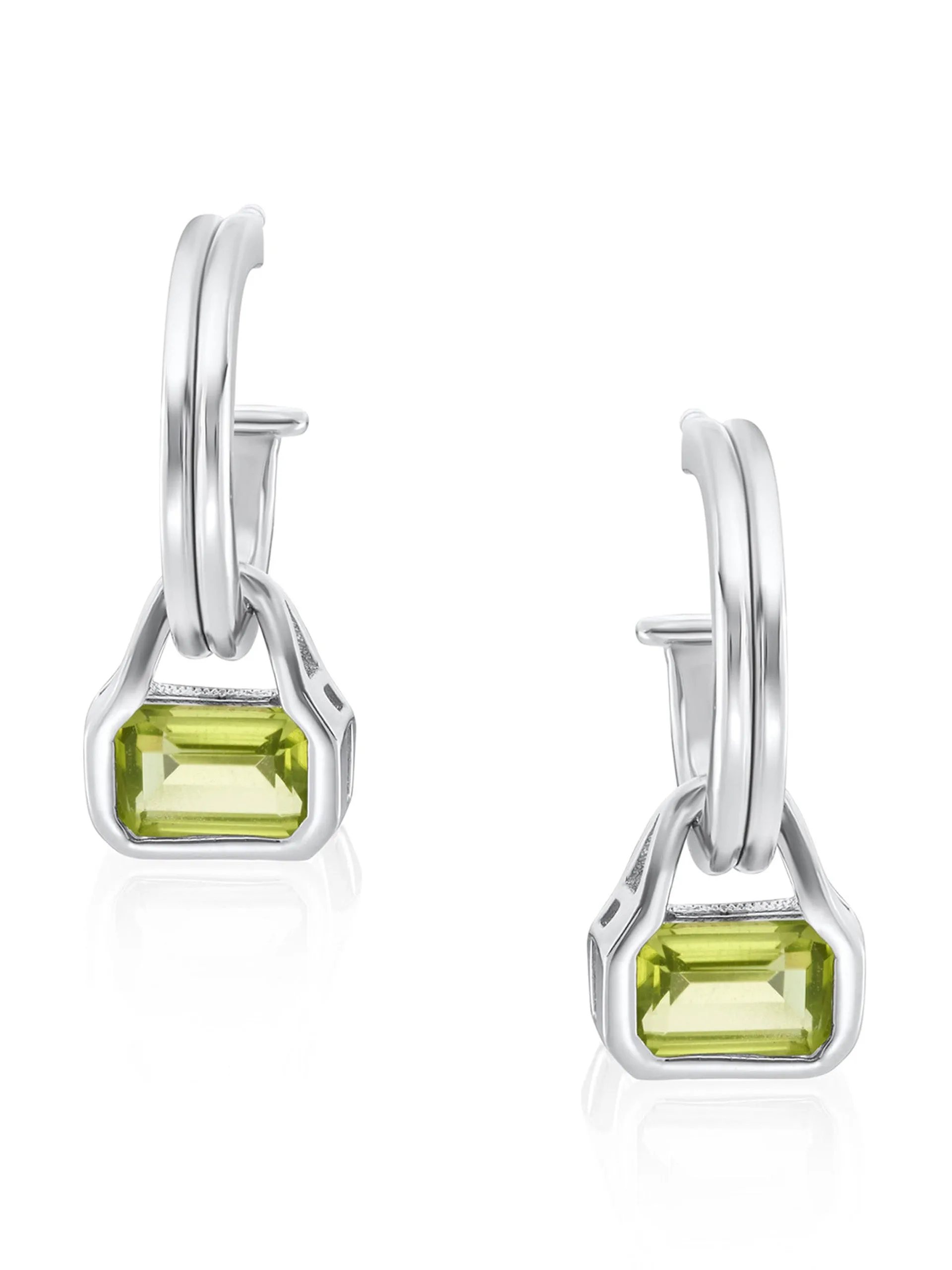 Peridot charms on double row hoops