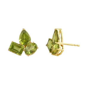 Peridot Stud Earrings In 18k Yellow Gold