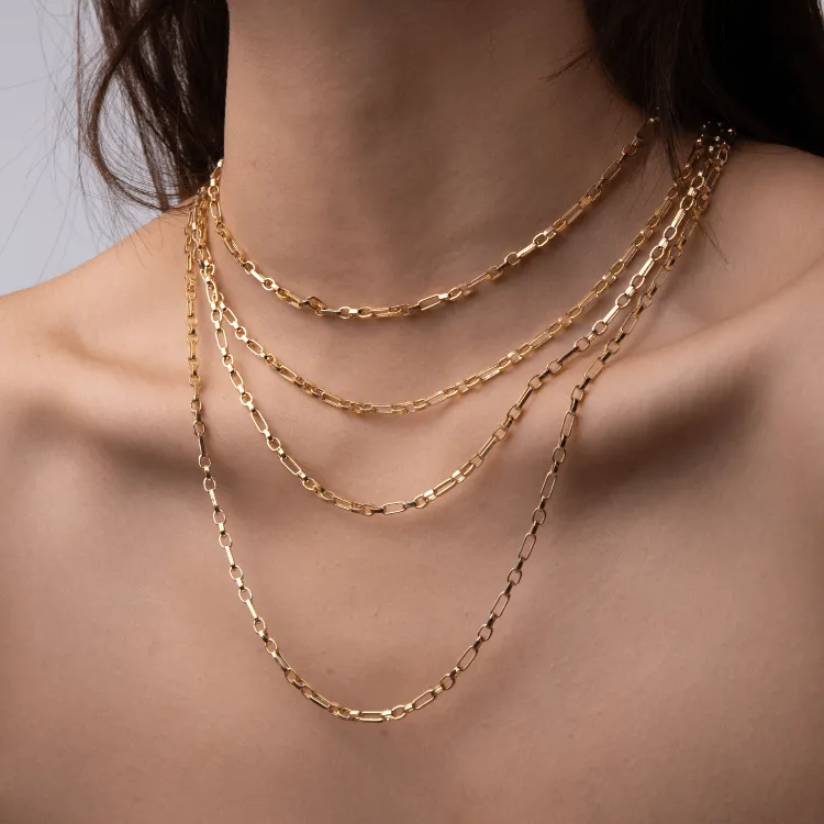 Real Gold 3 MM Thick Cable Link Chain Necklace Unisex 5662 (50 C.M) CH1238