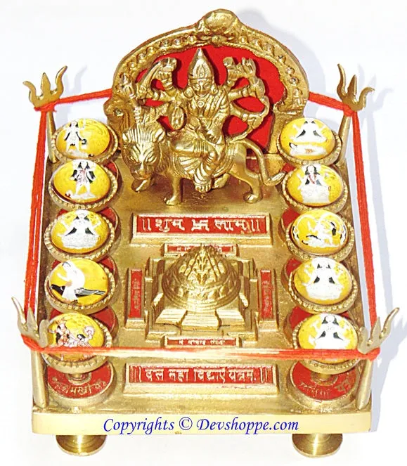 Shri Das Mahavidya Yantra Chowki (Ten Mahavidyas) in Brass