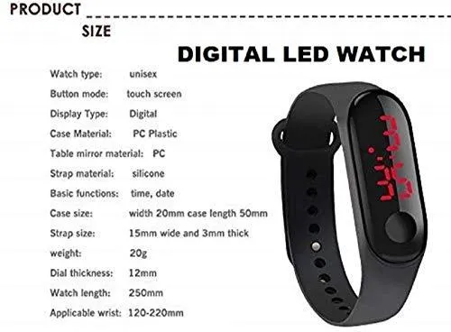 Silicone Digital LED Bracelet Band Wrist M3 Watch for Kids, Boys|Men|Girls|Digital Watch Men Women Children