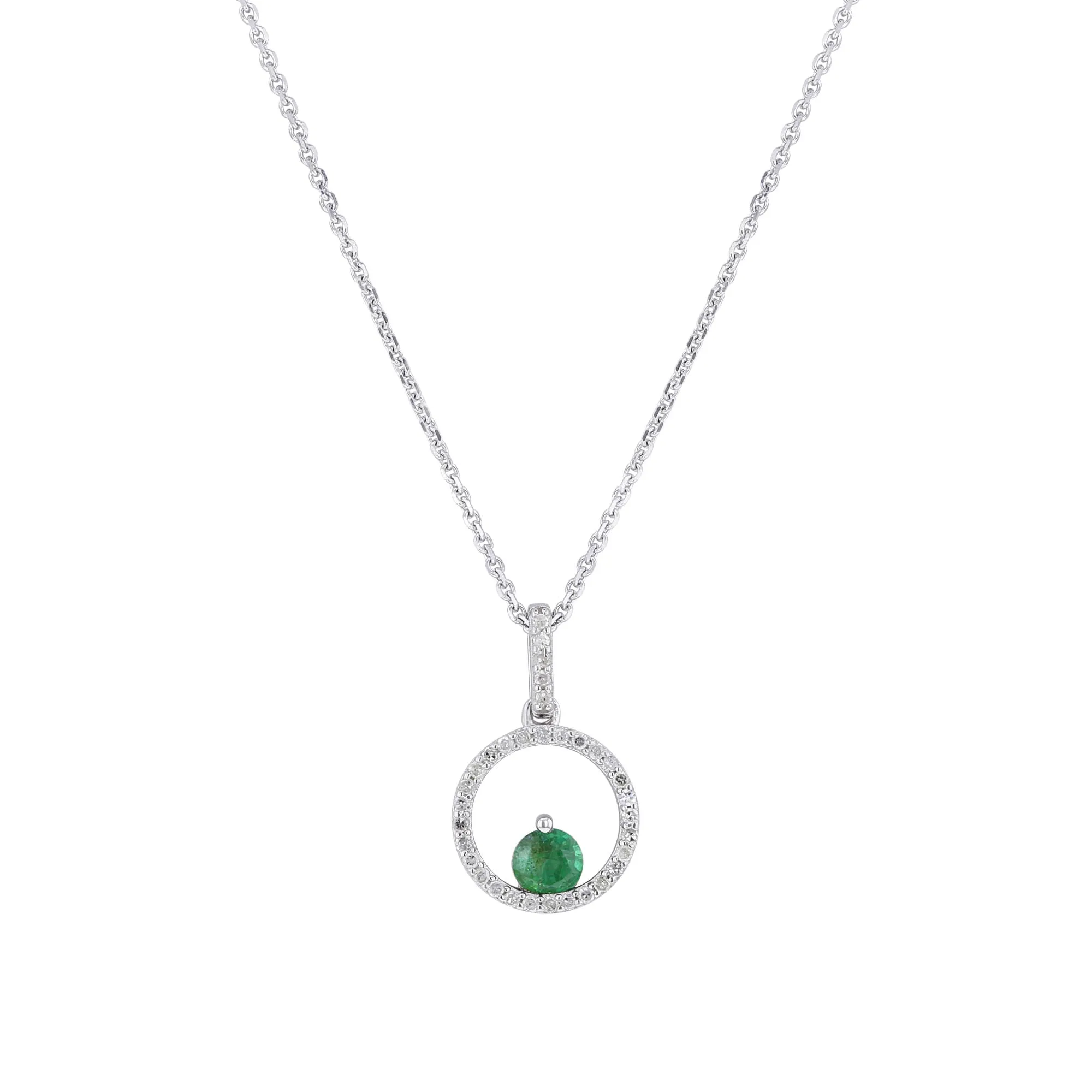 Silver Confetti Emerald & Diamond Necklace
