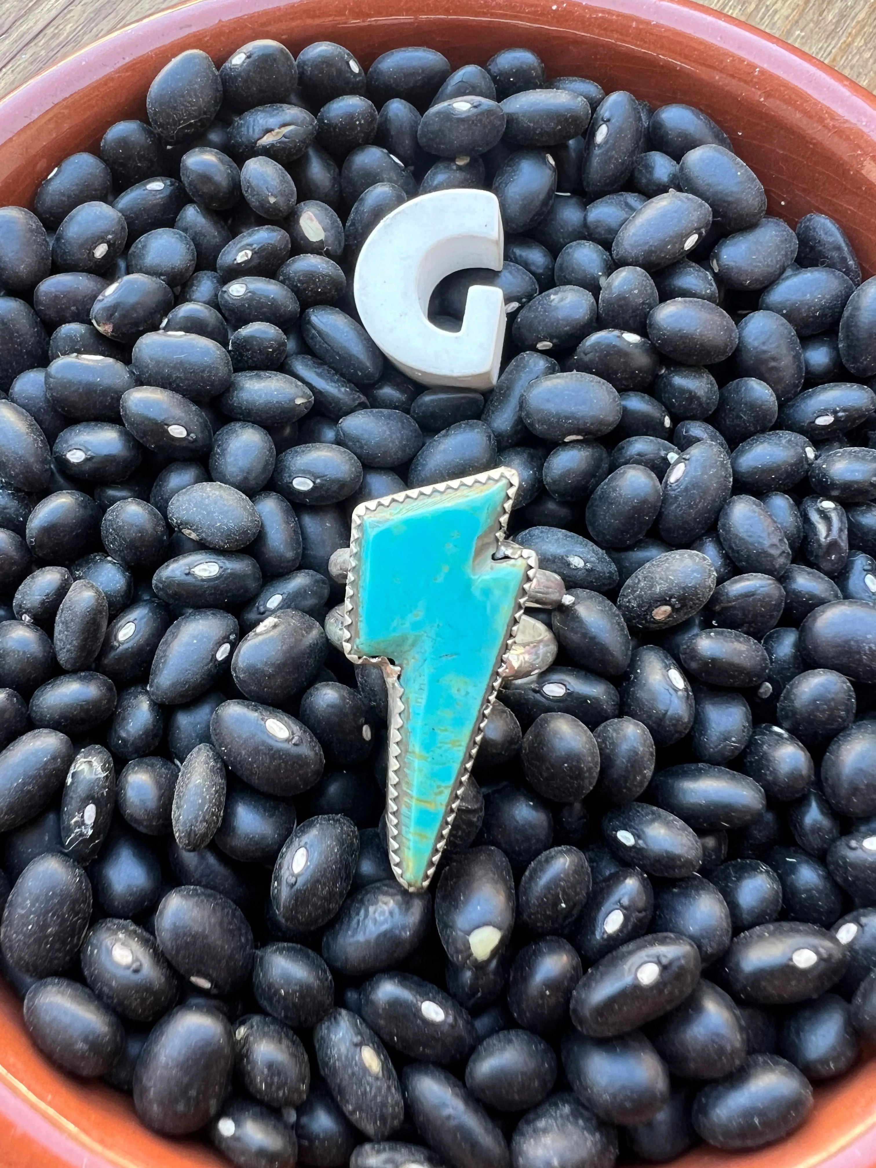 Sized Turquoise Lightening bolt rings
