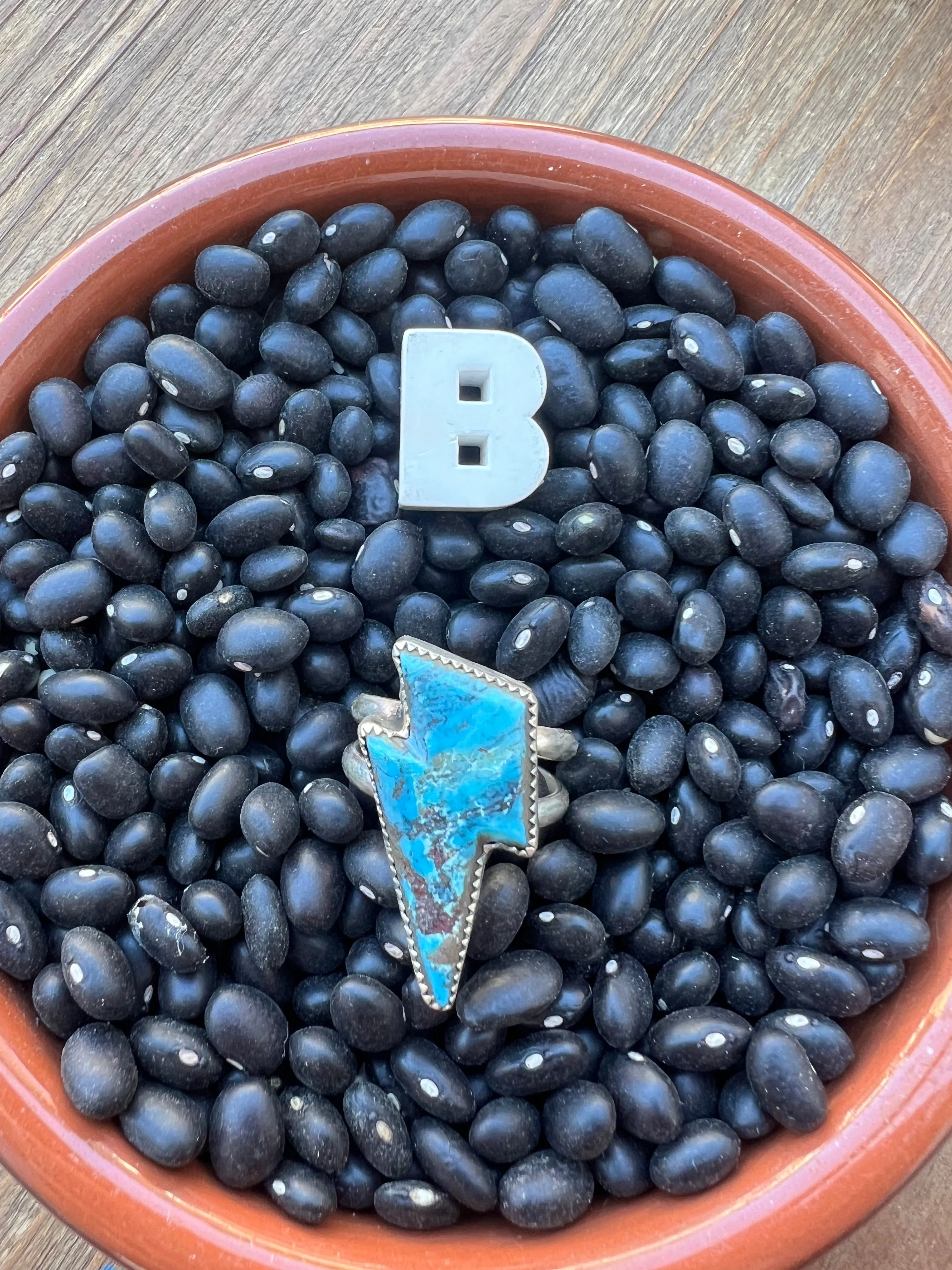 Sized Turquoise Lightening bolt rings