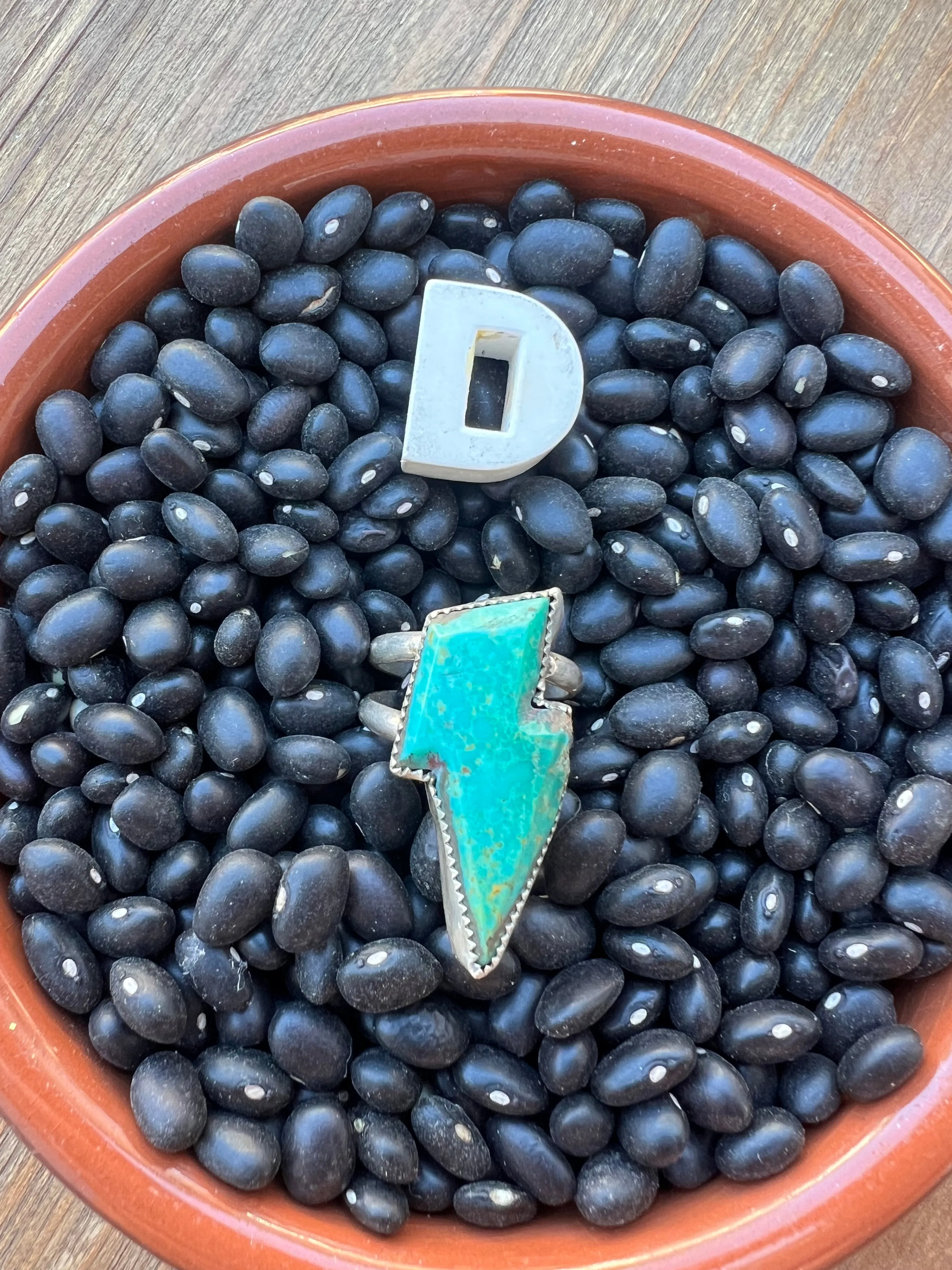Sized Turquoise Lightening bolt rings